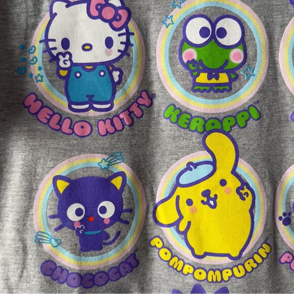 Hello Kitty and Friends Grey Graphic T-Shirt Cotton Blend Short Sleeve Casual S - Picture 5 of 11